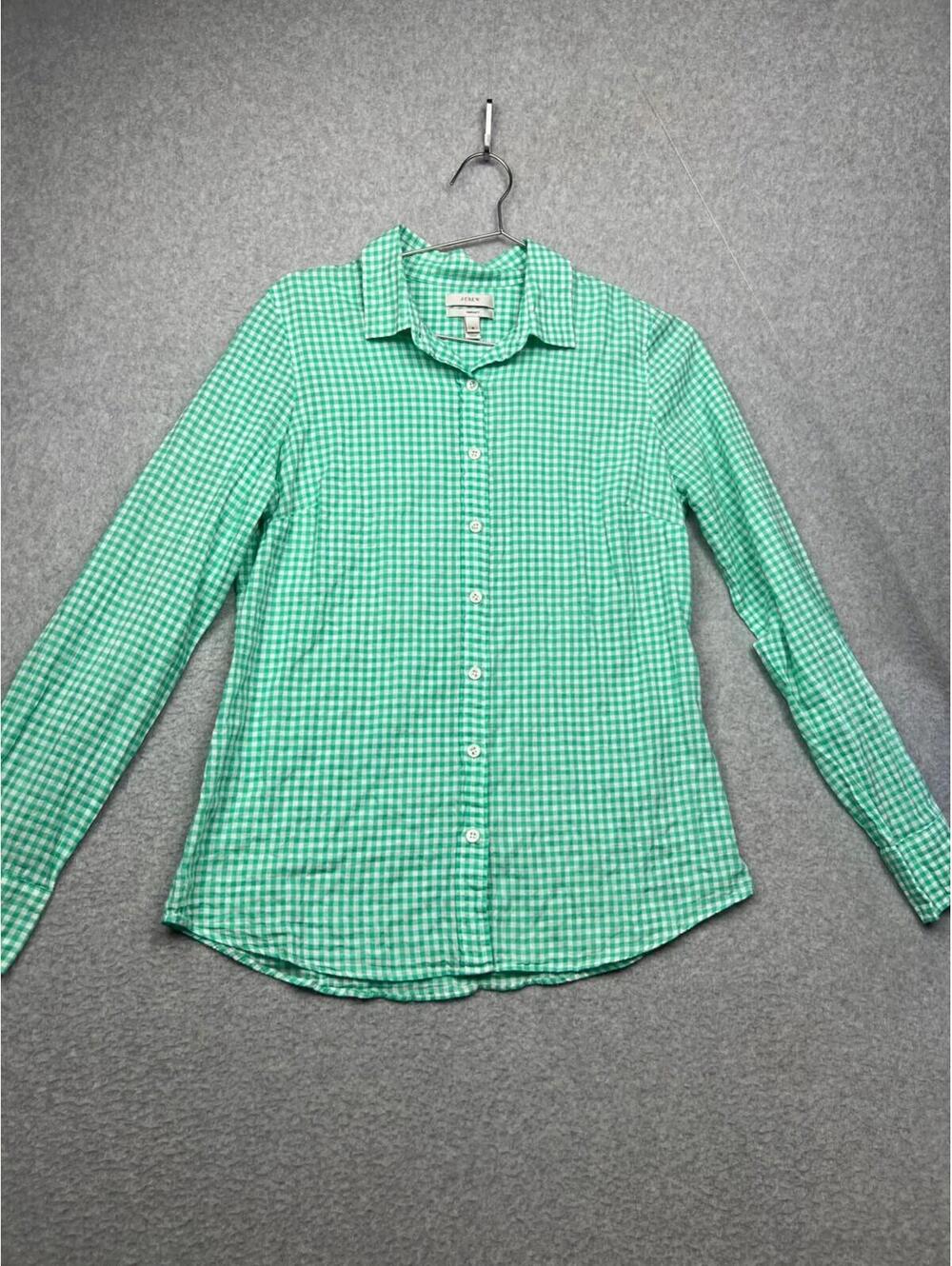 J. Crew Shirt Gingham Plaid Button-Up Long Sleeve Womens 8 Casual Office Work